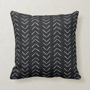 Coussin Flèches de tissu de boue grandes noires et
