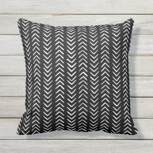 Coussin Flèches dessinées à la main Boho noir blanc