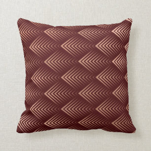 Coussin Flèches géométriques de Bourgogne d'en cuivre rose