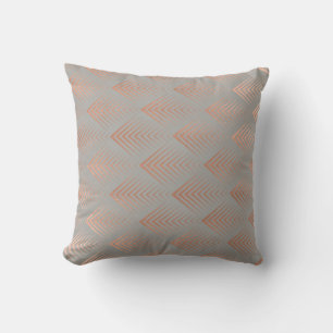 Coussin Flèches géométriques grises d'en cuivre rose de