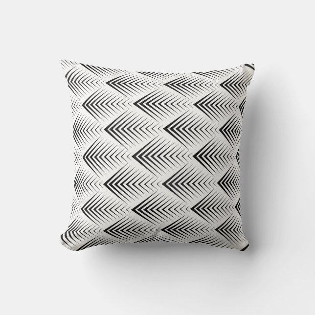 Coussin Flèches géométriques minimes Art Déco Noir Blanc (Recto)