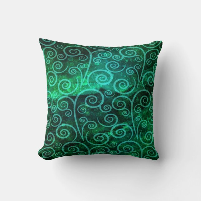 Coussin Flèches sur l'arrière - plan d'aquarelle verte (Recto)