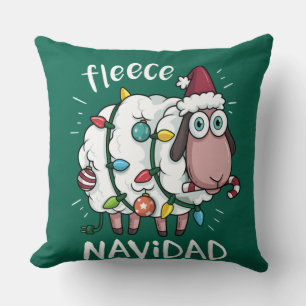 Coussin Fleece Feliz Navidad Funny Cute Sheep Noël