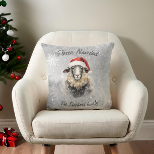 Coussin Fleece Navidad Holiday Rouge Mouton rouge gris Jeu
