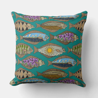 Coussin Flétan d'Alaska turquoise