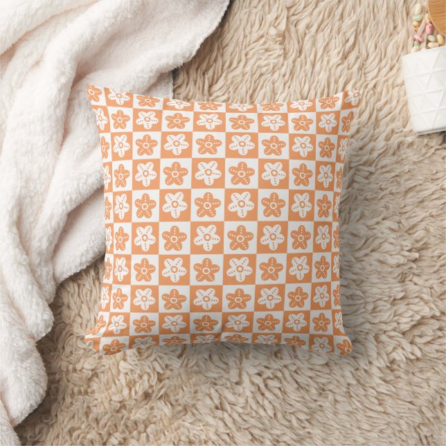 Coussin Fleur à points orange blanc (Couverture)