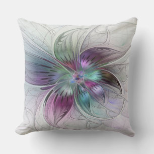 Coussin Fleur Abstraite colorée Art moderne floral fractal
