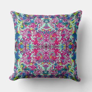 Coussin Fleur abstraite colorée vintage