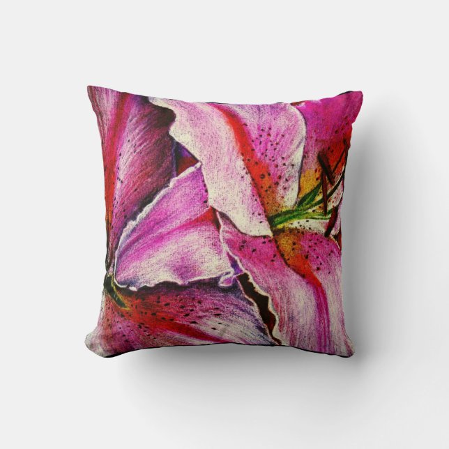 Coussin fleur abstraite contemporaine aux couleurs arc-en- (Recto)