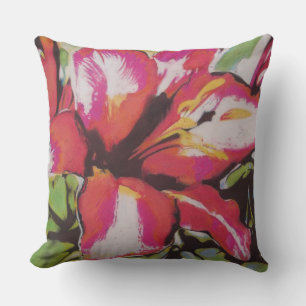 Coussin fleur abstraite contemporaine colorée et vivante