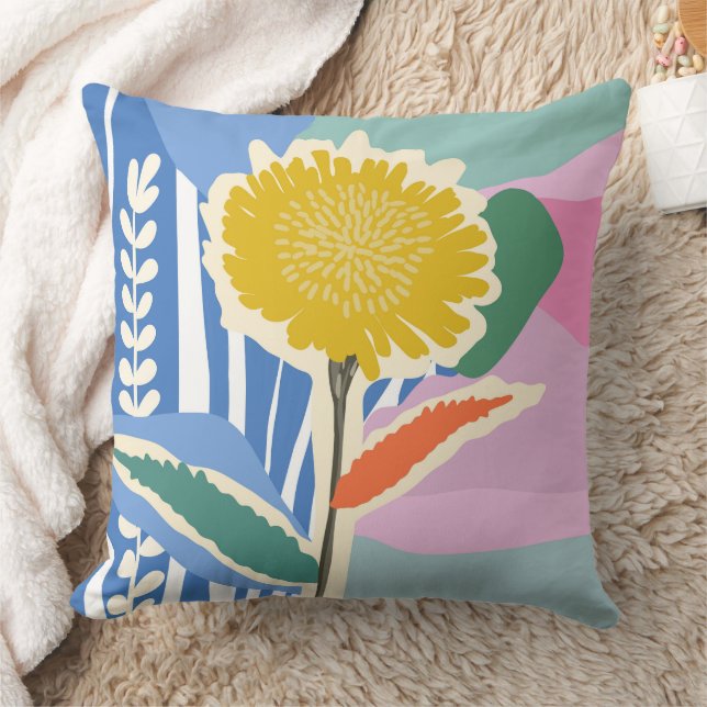 Coussin Fleur abstraite Dandelion Blocs de couleur Moderne (Couverture)
