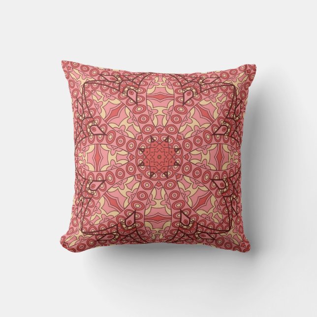 Coussin Fleur Abstraite Ethnique, Mandalas Sans Seamless. (Recto)