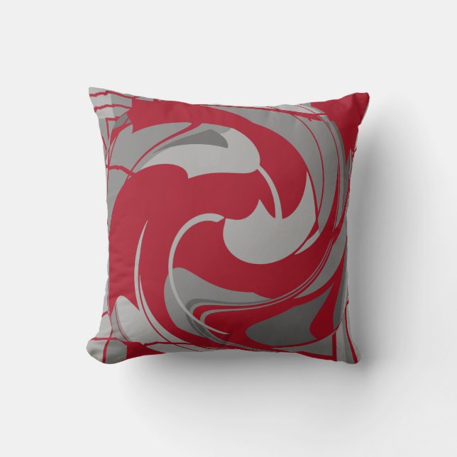 Coussin Fleur Abstraite Fleur gris-rouge foncé (Recto)