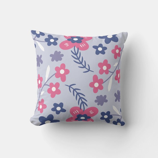 Coussin Fleur abstraite rose bleue Jeu d'oreiller (Recto)