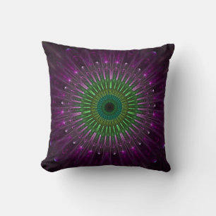 Coussin Fleur Abstraite violette et verte