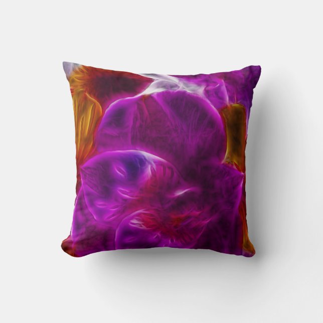 Coussin Fleur Abstraite violette fractale (Recto)