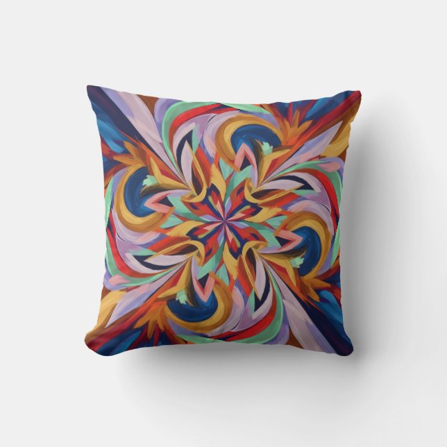 Coussin Fleur Abstraite vive - Mur d'art coloré (Recto)