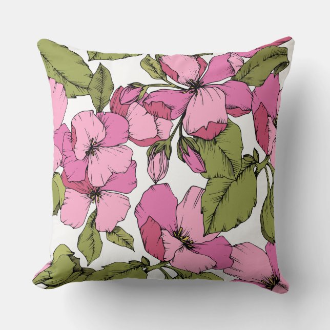 Coussin Fleur Appe mignon motif du jardin de printemps ros (Recto)