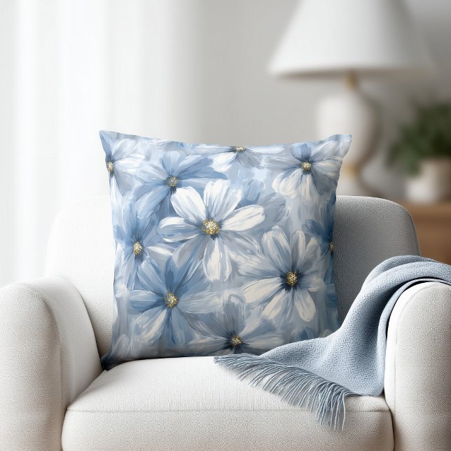 Coussin Fleur aquarelle bleu pâle (Créateur téléchargé)