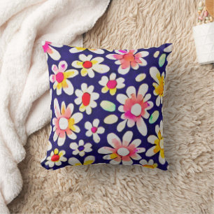 Coussin Fleur aquarelle fantaisiste