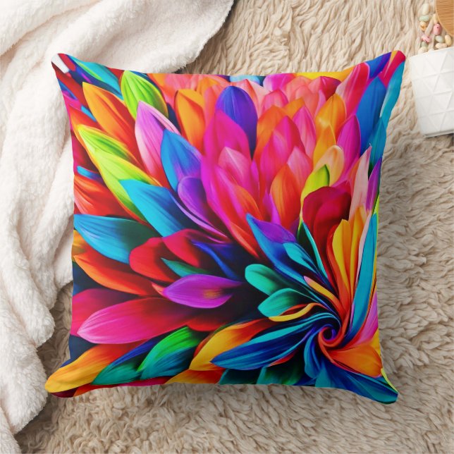 Coussin Fleur arc-en-ciel Abstraite (Couverture)