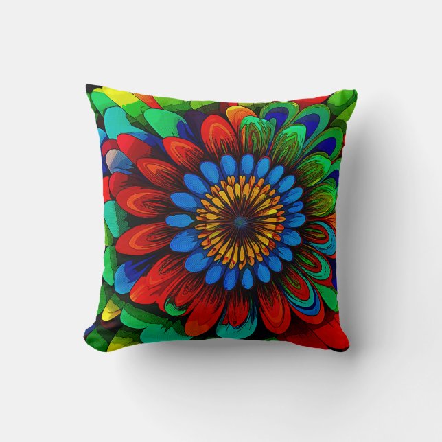 Coussin Fleur arc-en-ciel colorée 104 (Recto)