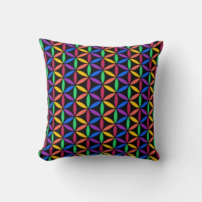 Coussin Fleur arc-en-ciel du Motif de vie (Recto)