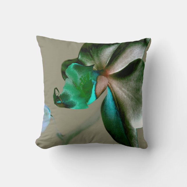 Coussin Fleur artistique dans les tons bleu, vert et gris (Recto)