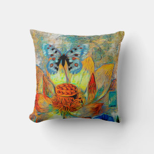 Coussin Fleur artistique et papillon