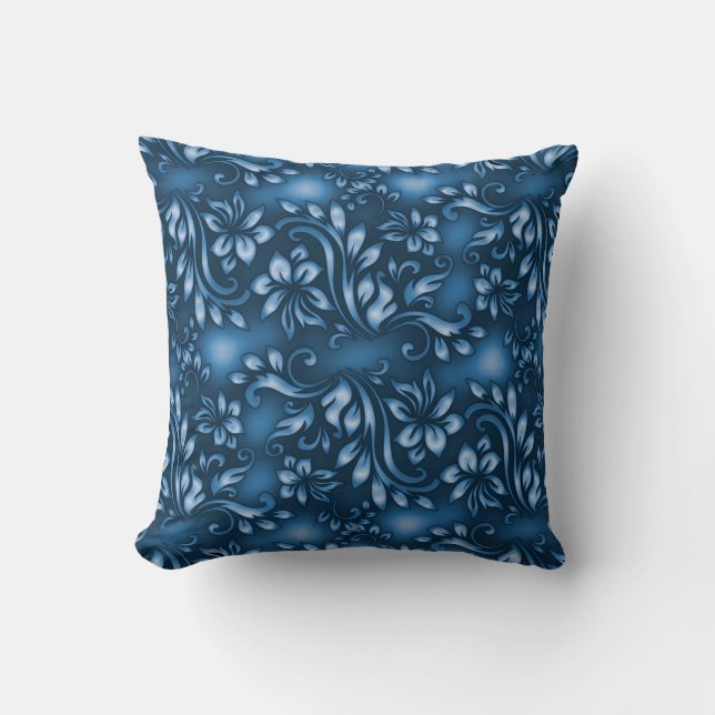 Coussin Fleur blanche avec arrière - plan bleu (Recto)