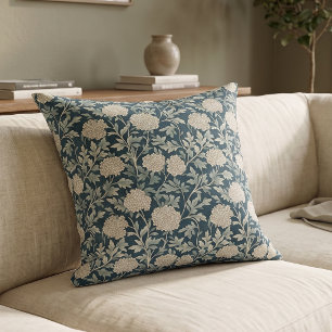 Coussin Fleur Bleue Botanique Vintage