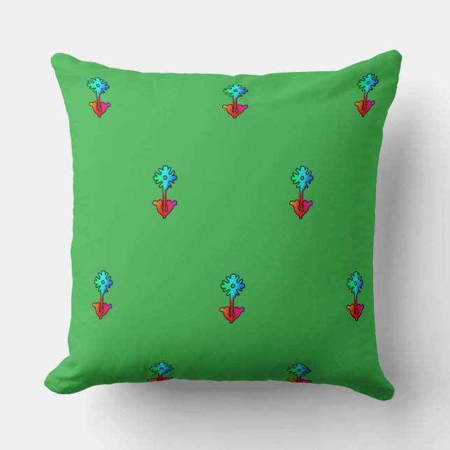 Coussin Fleur Bleue Brt Vert (Recto)