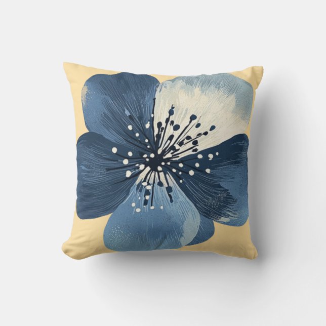 Coussin 🌸 Fleur Bleue Éthérée (Recto)