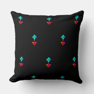 Coussin Fleur Bleue Noire