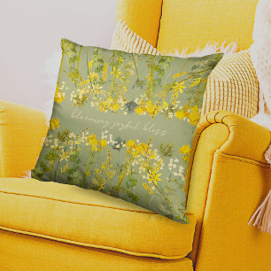 Coussin Fleur Bliss Jaune et Vert Floral Inspiration