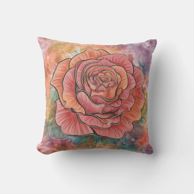 Coussin Fleur Boho Rose, Chick, Élégant, Cosy (Recto)