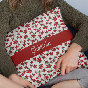 Coussin Fleur botanique rouge de Noël
