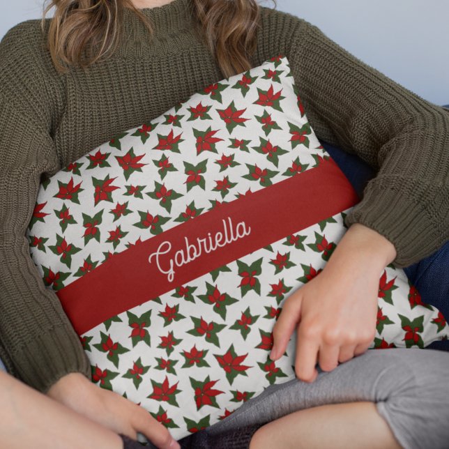 Coussin Fleur botanique rouge de Noël (Créateur téléchargé)