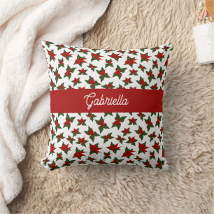 Coussin Fleur botanique rouge de Noël