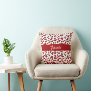 Coussin Fleur botanique rouge de Noël