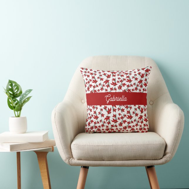 Coussin Fleur botanique rouge de Noël (Chaise)