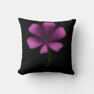 Coussin Fleur Botanique Sombre Humeur Verni Violet Électri