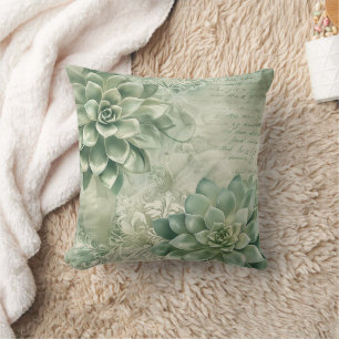 Coussin Fleur botanique verte menthe vintage (2)