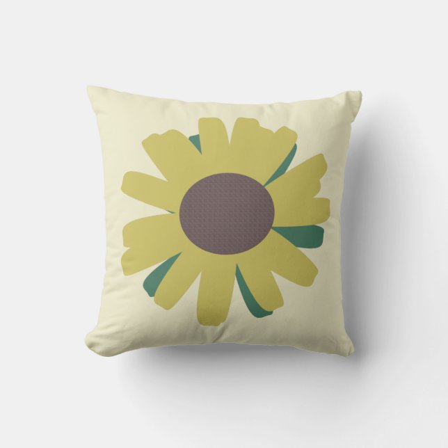 Coussin Fleur Brown de tournesol vert jaune (Recto)