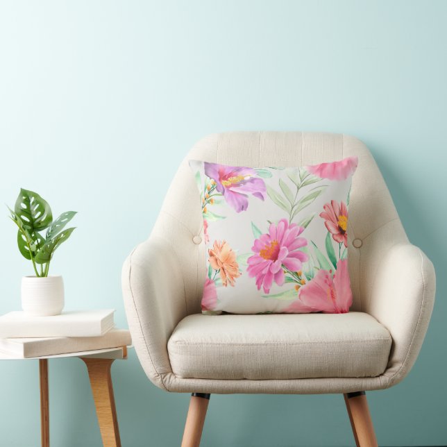 Coussin fleur colorée (Chaise)