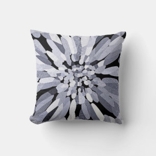 Coussin Fleur Confetti en noir et blanc
