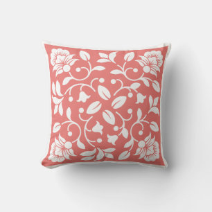 Coussin Fleur corail et couleur blanche