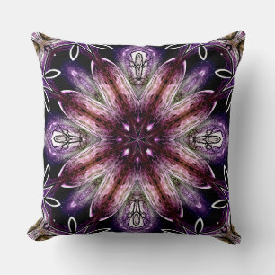 Coussin Fleur Cosmique Violette et Magenta Kaléidoscope