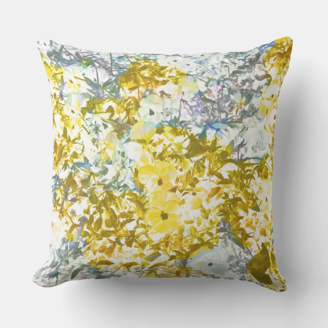 Coussin Fleur couleur gris-jaune design motif (Recto)