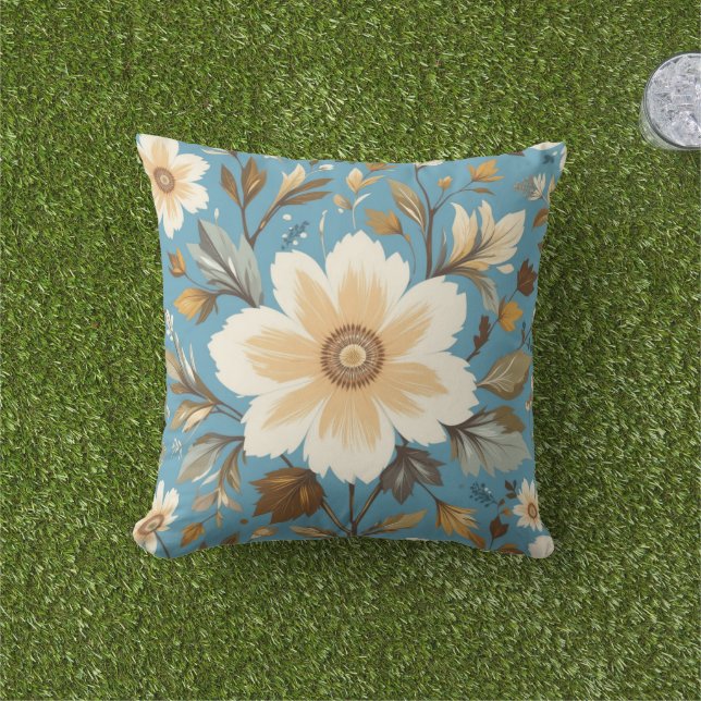 Coussin Fleur crémeuse (Herbe)